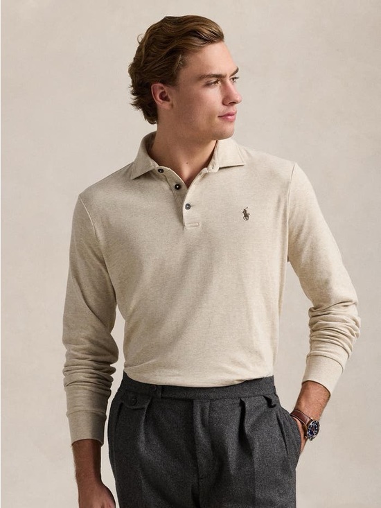 Polo Ralph Lauren Other - Polo Ralph Lauren Beige Long Sleeve Polo Shirt Classic Fit Size L